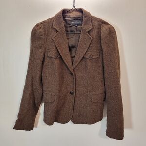 Incalpaca Tpx Alpaca Wool Brown Blazer - Size S